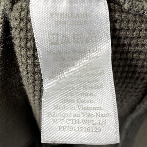 EVERLANE Waffle Tee Women Large L Olive Green Organic Cotton Long Sleeve Thermal - Picture 7 of 7